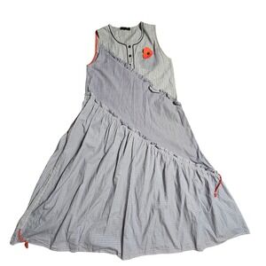 Tricot Chic White Striped Patchwork Heart Midi Dress Womens 6 Coastal Resortwear